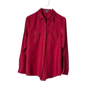 Womens Linen Button Up Top Blouse Medium Beachy‎ Lagom Quiet Luxury Minimalist